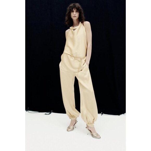 ZARA ZW COLLECTION SATIN BALLOON TROUSERS - Picture 2 of 4